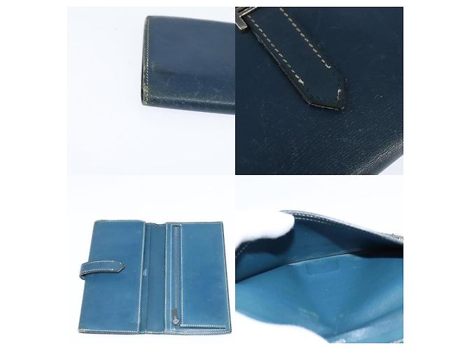 Hermès Kelly Geldbörse Blau Leder - Ansicht 4