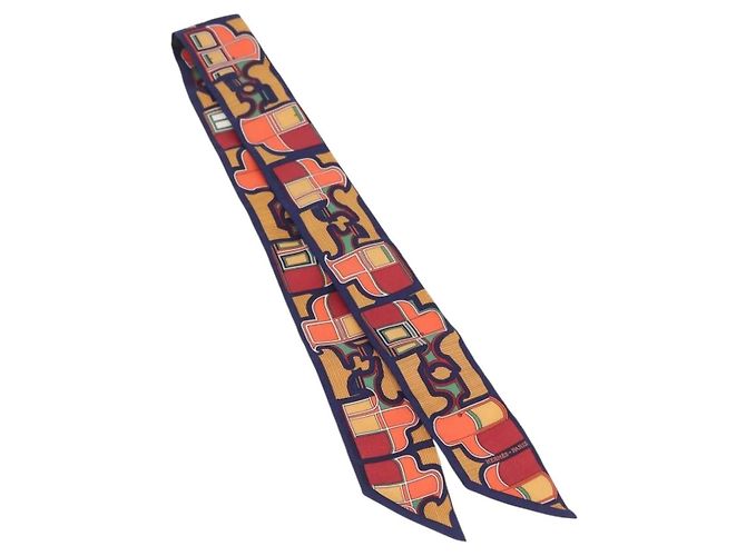 Foulard Twilly Hermès Carrozza in Seta Blu Navy - vista 2