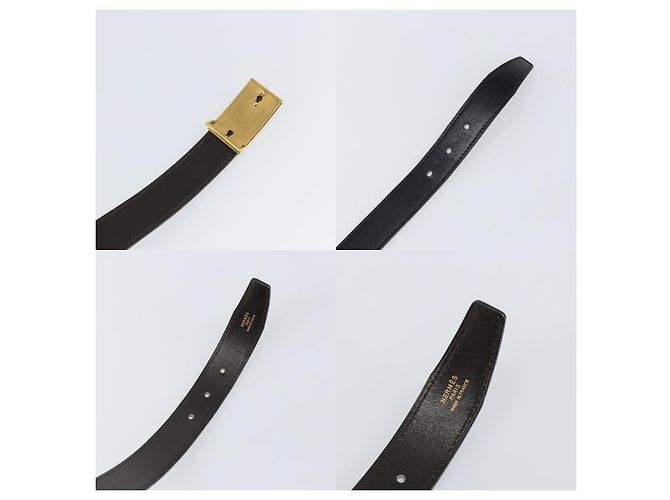 Cintura in pelle nera e oro 24/32mm Hermès Nero - vista 4