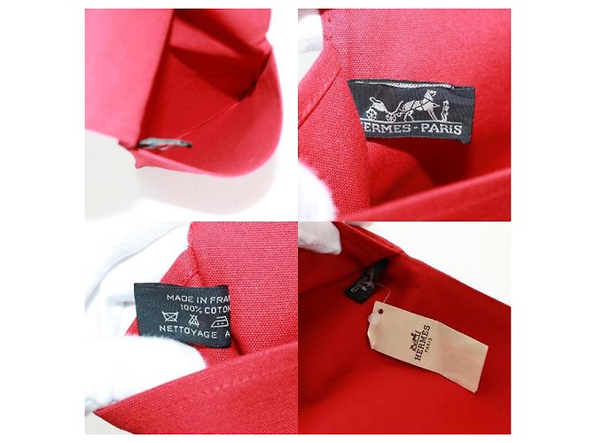 Pochette Hermès Birkin Roja de Algodón - vista 4