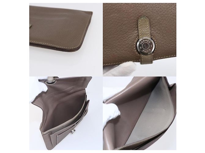 Billetera Hermès Dogon Duo GM Gris - vista 4