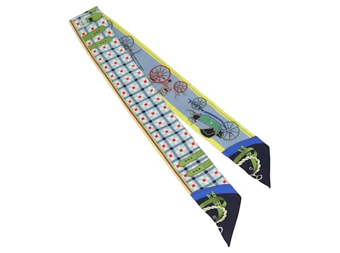 Foulard Twilly Hermès in seta blu - vista 2