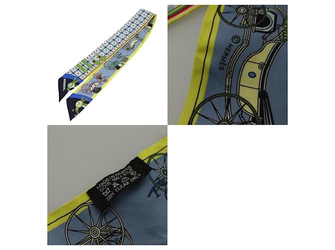Foulard Twilly Hermès in seta blu - vista 3