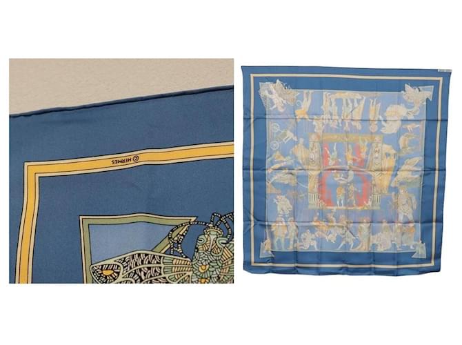 Sciarpa Hermès Carré 90 Blu - vista 5