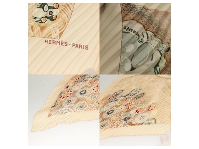 Sciarpa Hermès Carre Pieghettata 90 Beige - vista 4