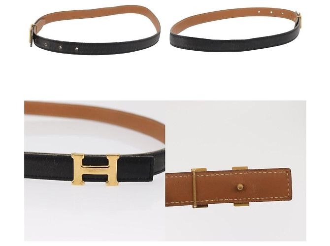 H Constance Reversible Gürtel aus Leder von Hermès Schwarz - Ansicht 3