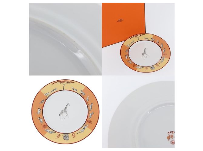 Hermès Hermes Africa Plate Pottery White Yellow Orange - view 5