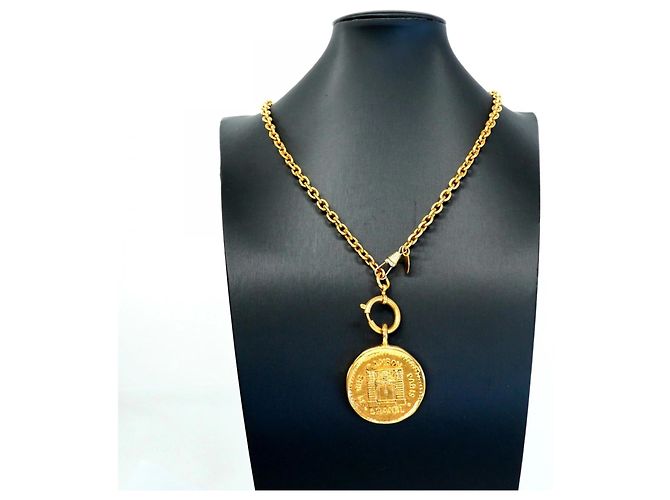 Chanel Cambon Circle Gold Plated Necklace Golden - view 6