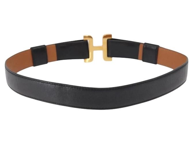 Cintura H in pelle nera e oro di Hermès Nero - vista 2