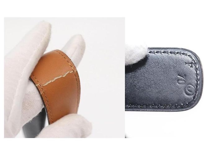 Cintura H in pelle nera e oro di Hermès Nero - vista 5
