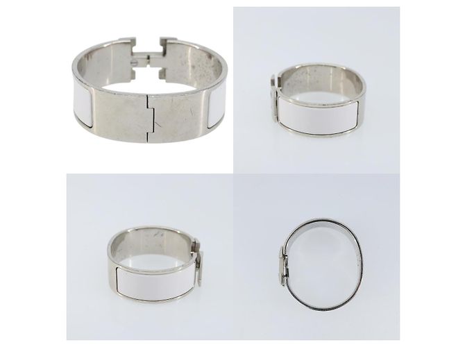 Pulsera Click Crack de metal blanco Hermès - vista 3