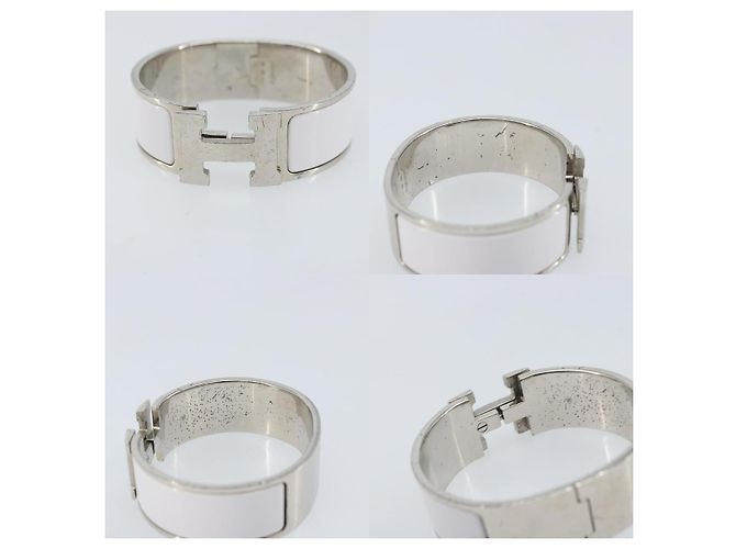 Pulsera Click Crack de metal blanco Hermès - vista 4
