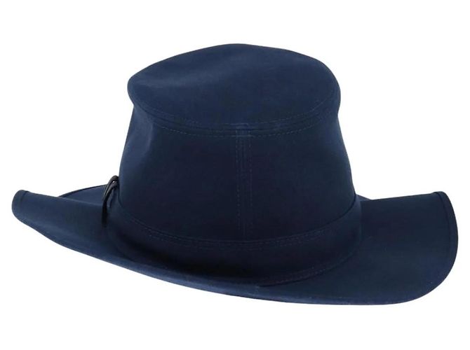 Cappello Hermès in lino blu navy - vista 2