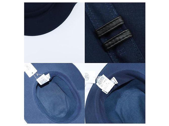 Cappello Hermès in lino blu navy - vista 4