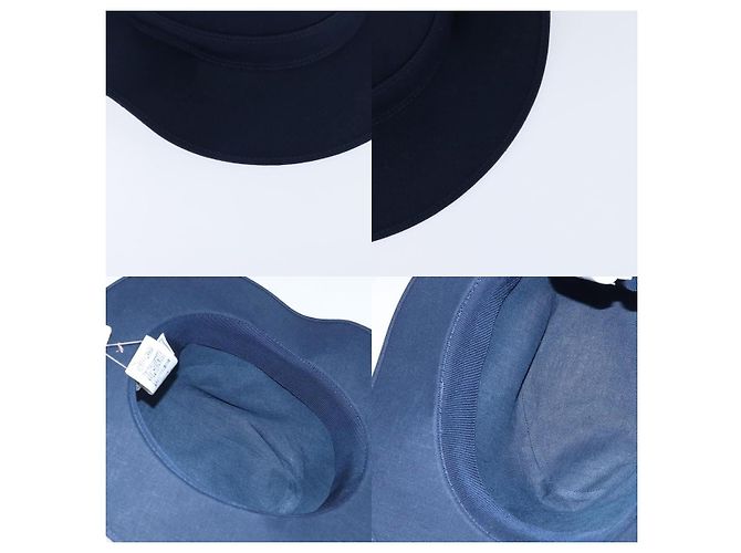 Cappello Hermès in lino blu navy - vista 6