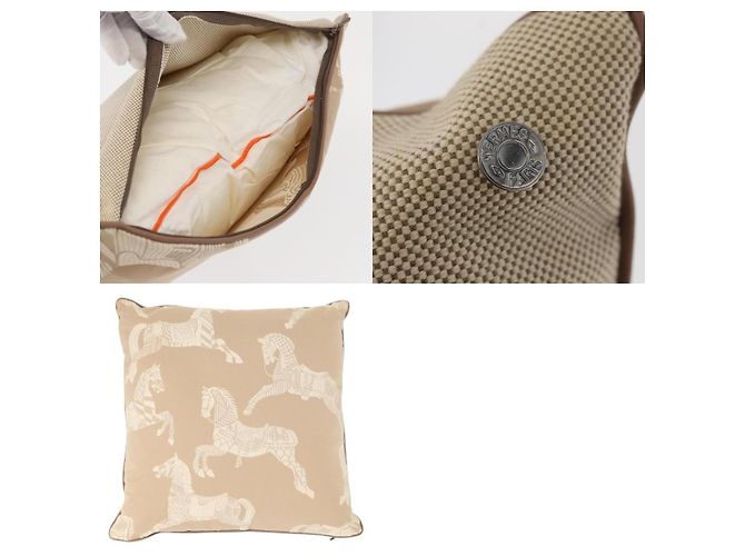 Cuscino in tela beige Hermès - vista 5