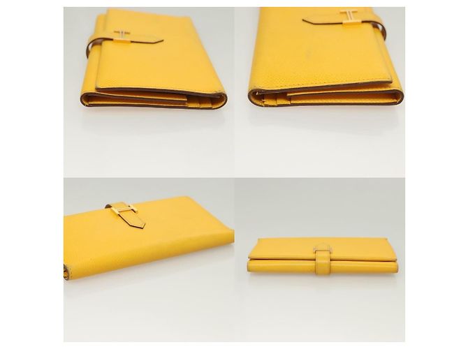 Billetera Hermès Birkin Amarilla de Cuero Amarillo - vista 3