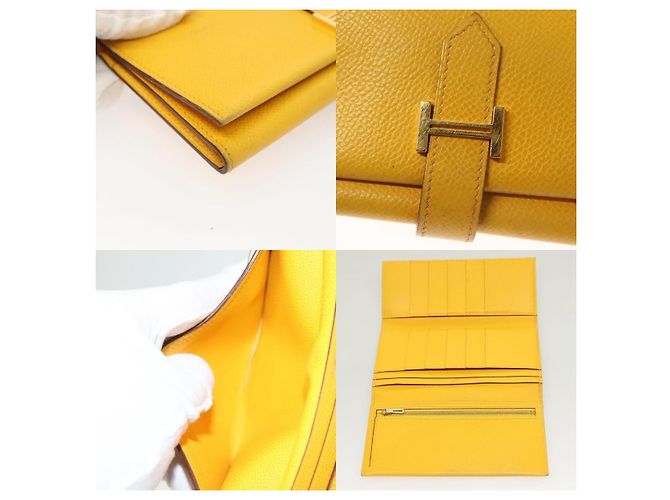 Billetera Hermès Birkin Amarilla de Cuero Amarillo - vista 4