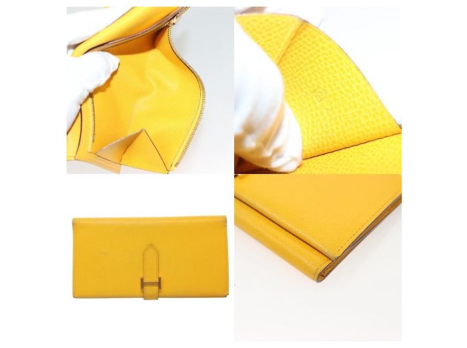 Billetera Hermès Birkin Amarilla de Cuero Amarillo - vista 5