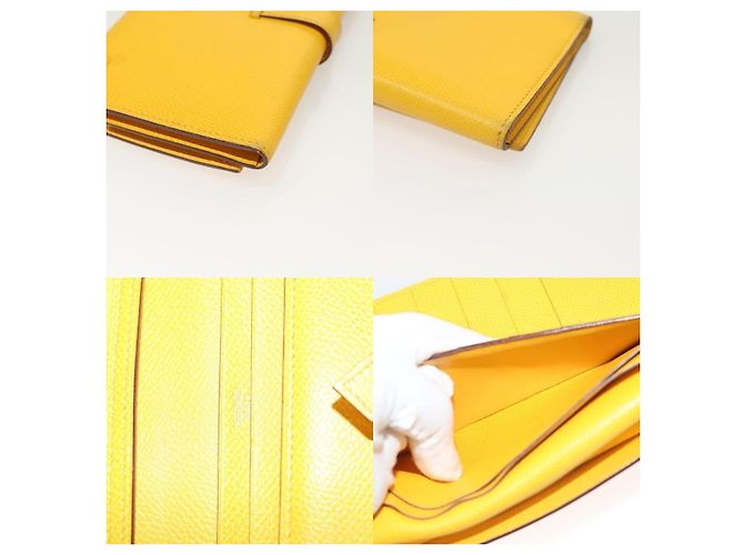 Billetera Hermès Birkin Amarilla de Cuero Amarillo - vista 6
