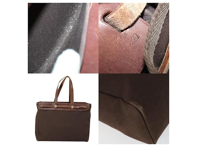 Borsa Hermès Herbag Cabas MM D'oro - vista 5