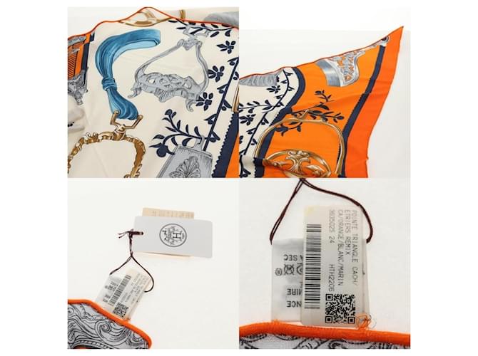 Sciarpa in cashmere Hermès Etriers Triangle Geant Arancione - vista 4