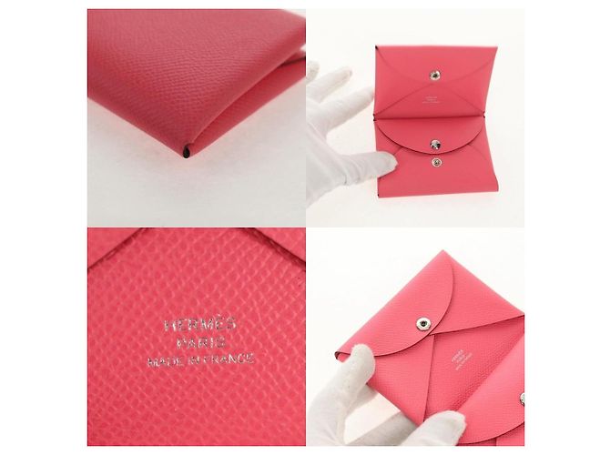 Hermès Calvi Duo Münzgeldbörse Pink - Ansicht 5