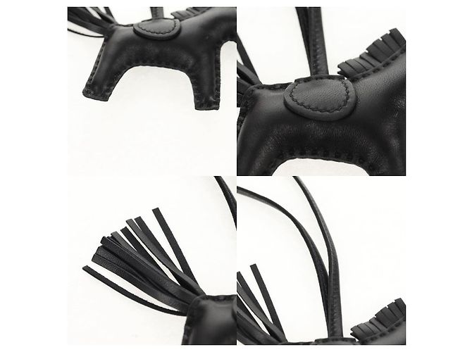 Charm in pelle Rodeo PM Hermès nero - vista 3