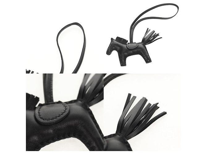 Charm in pelle Rodeo PM Hermès nero - vista 4