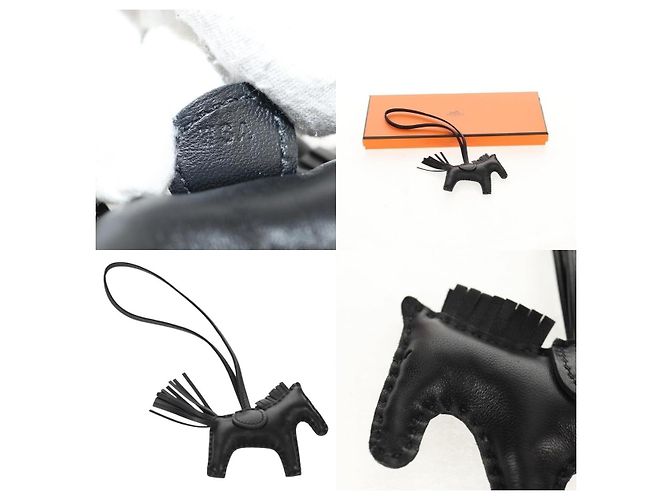 Charm in pelle Rodeo PM Hermès nero - vista 5