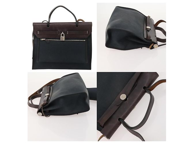 Hermès Herbag Zip PM Handtasche Schwarz - Ansicht 3