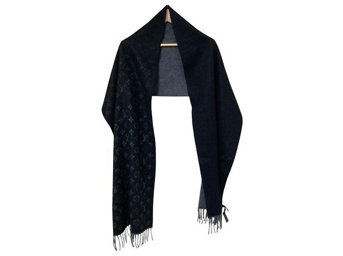 Sciarpa con frange in monogramma sfumato Louis Vuitton Marrone Nero - vista 3