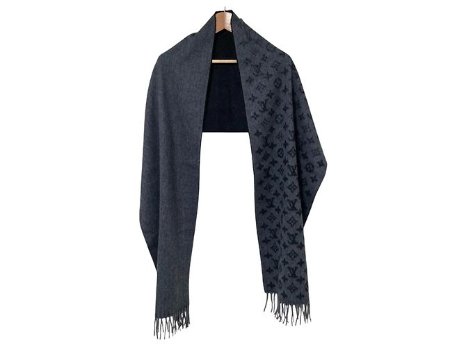 Sciarpa con frange in monogramma sfumato Louis Vuitton Marrone Nero - vista 4