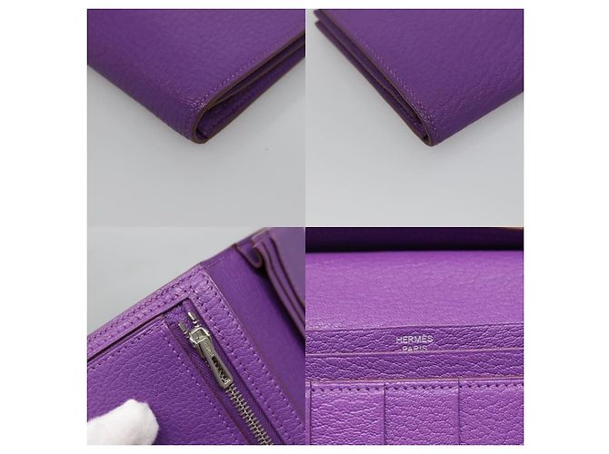 Hermès Bohnen Soufflé Geldbörse Lila - Ansicht 6
