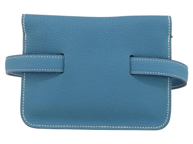 Borsa a vita Pochette Hermès in pelle verde, blu e argento - vista 2