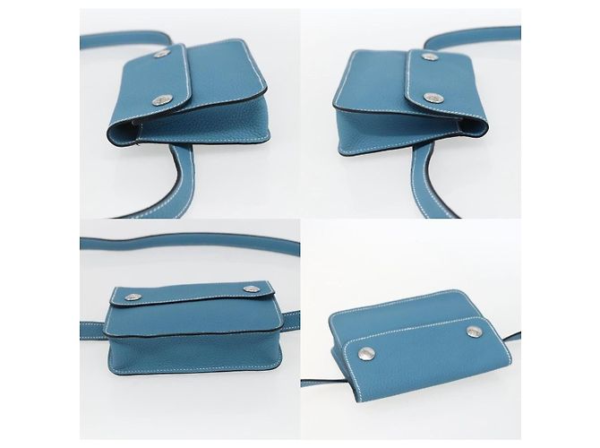 Borsa a vita Pochette Hermès in pelle verde, blu e argento - vista 3