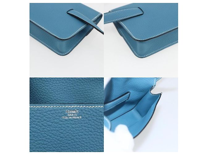 Borsa a vita Pochette Hermès in pelle verde, blu e argento - vista 6