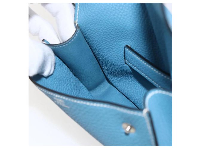 Borsa a vita Pochette Hermès in pelle verde, blu e argento - vista 7