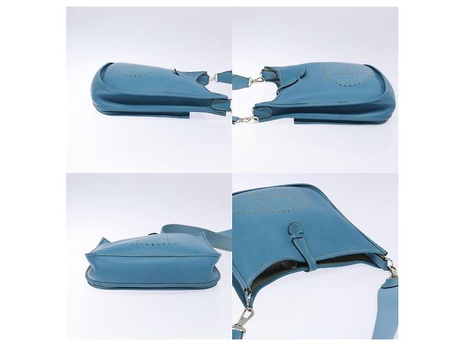 Borsa a Spalla Hermès Evelyn PM Blu - vista 3