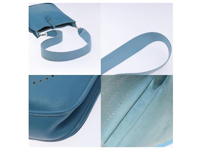 Borsa a Spalla Hermès Evelyn PM Blu - vista 4