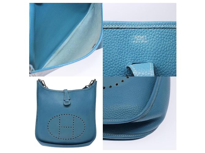 Borsa a Spalla Hermès Evelyn PM Blu - vista 5