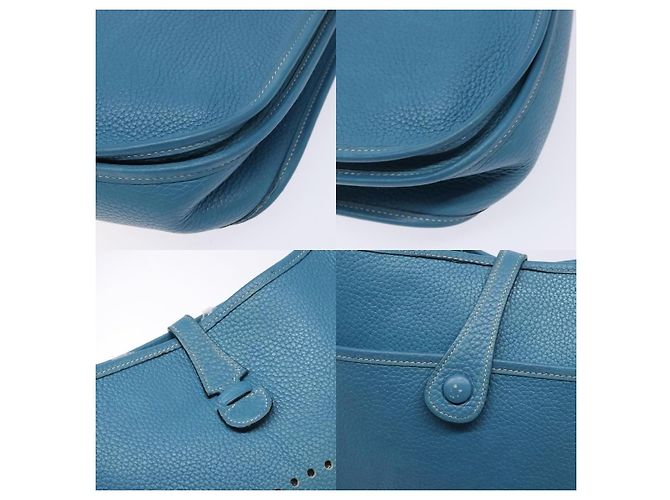 Borsa a Spalla Hermès Evelyn PM Blu - vista 6