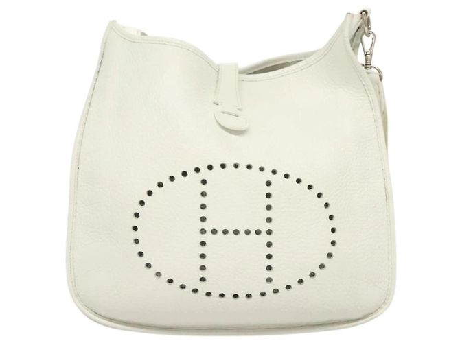 Borsa a Spalla Hermès Evelyn 1 GM in Pelle Togo Bianca Bianco - vista 2