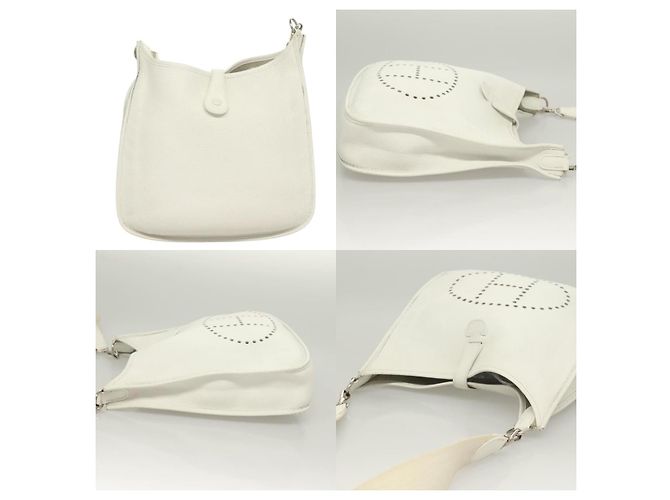 Borsa a Spalla Hermès Evelyn 1 GM in Pelle Togo Bianca Bianco - vista 3