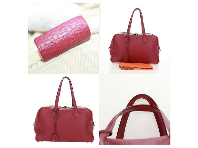 Borsa Hermès Victoria 35 Tosca Rosso - vista 5