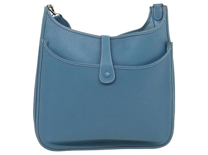 Borsa a spalla in pelle Hermès Evelyn Tgm Blu - vista 2