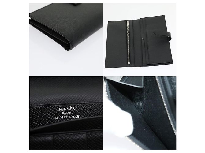 Hermès Bohnen Soufflé Lange Brieftasche Schwarz - Ansicht 4