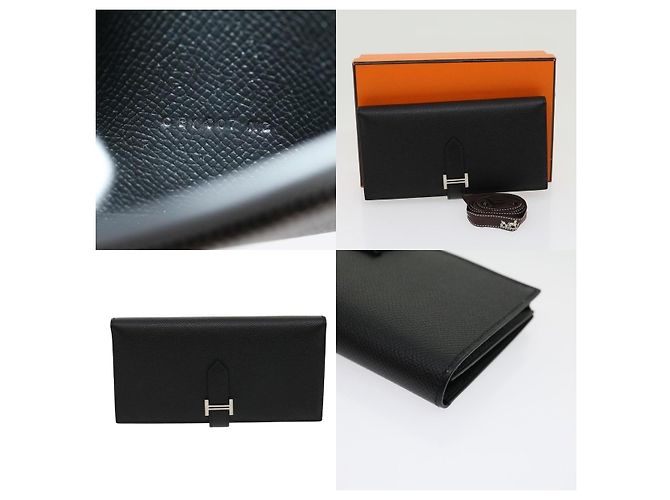 Hermès Bohnen Soufflé Lange Brieftasche Schwarz - Ansicht 5