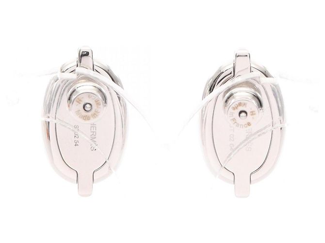 Hermès Mini Maillon Ohrringe Schwarz Silber - Ansicht 2