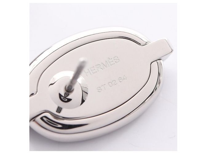 Hermès Mini Maillon Ohrringe Schwarz Silber - Ansicht 3
